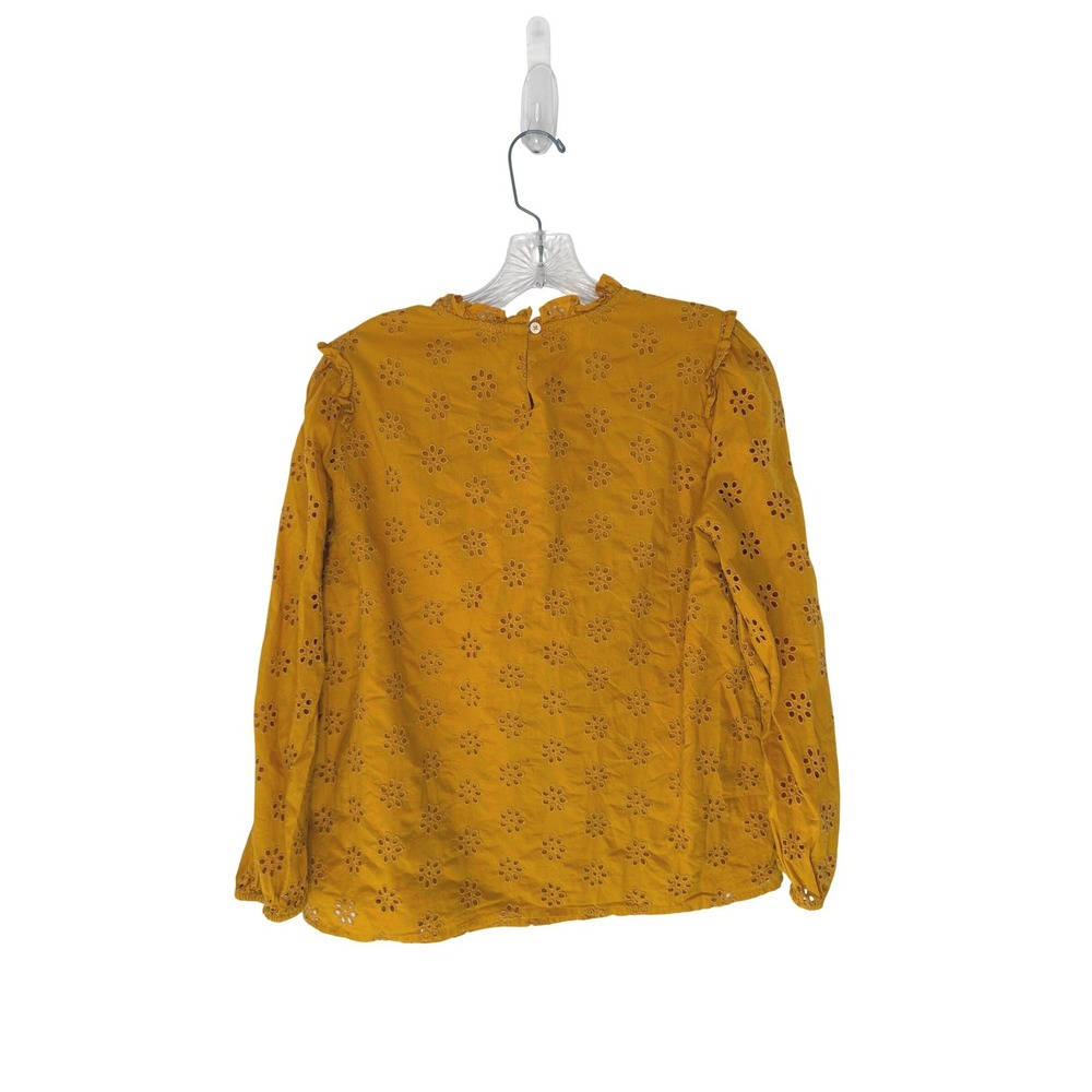 J.Crew Ruffleneck Eyelet Yoke Top Gold Yellow Women's Dainty Feminine Small - Picture 11 of 14